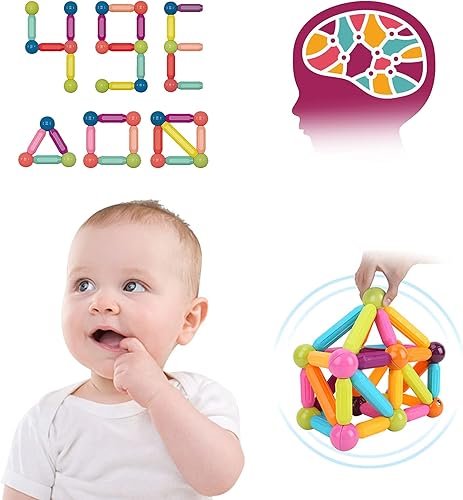 Miniatura 4 de Juego de 42 palos y bolas magnéticas, juguete de bloque de construcción magnético, juego de palos de construcción magnéticos, juguetes apilables