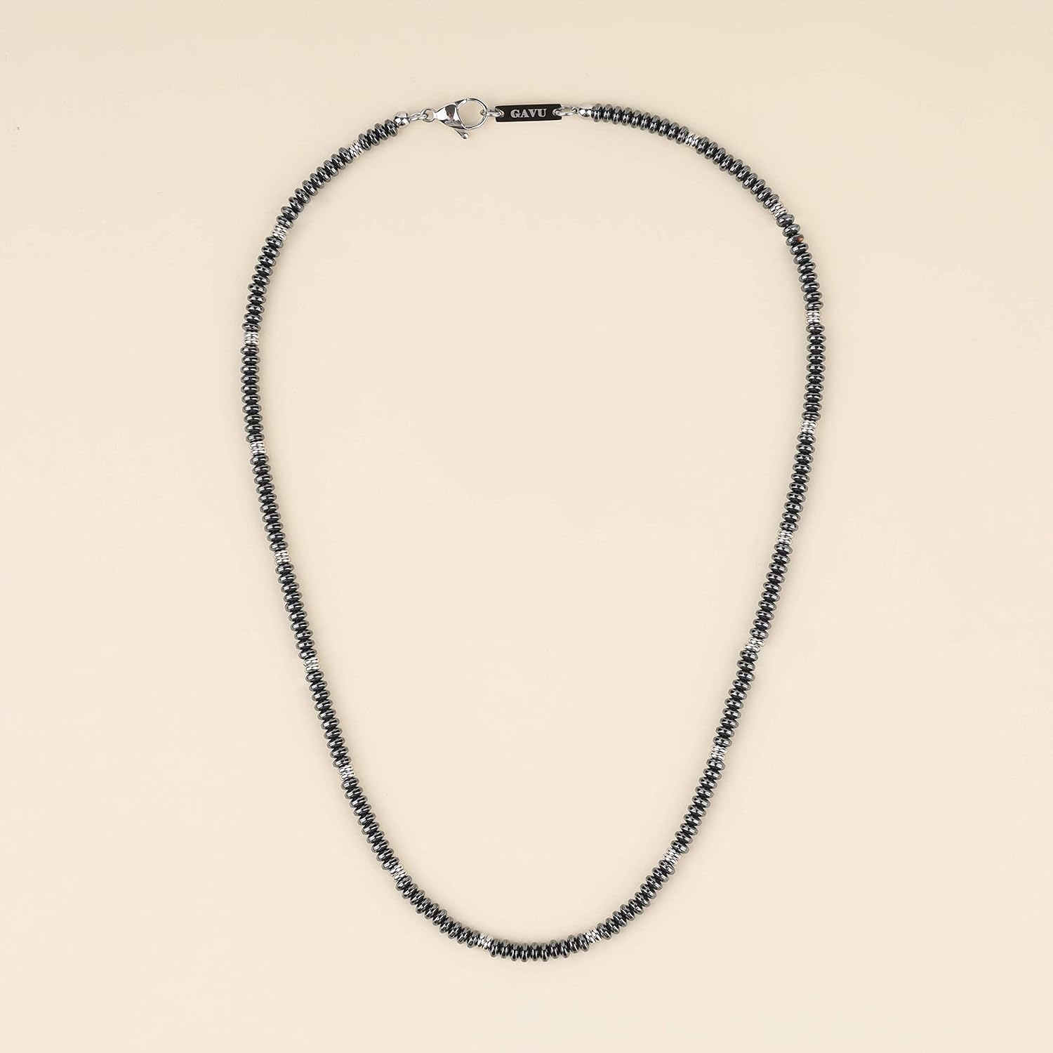 GAVU Minimalist Hematite Beaded Necklace for Men - Image 3