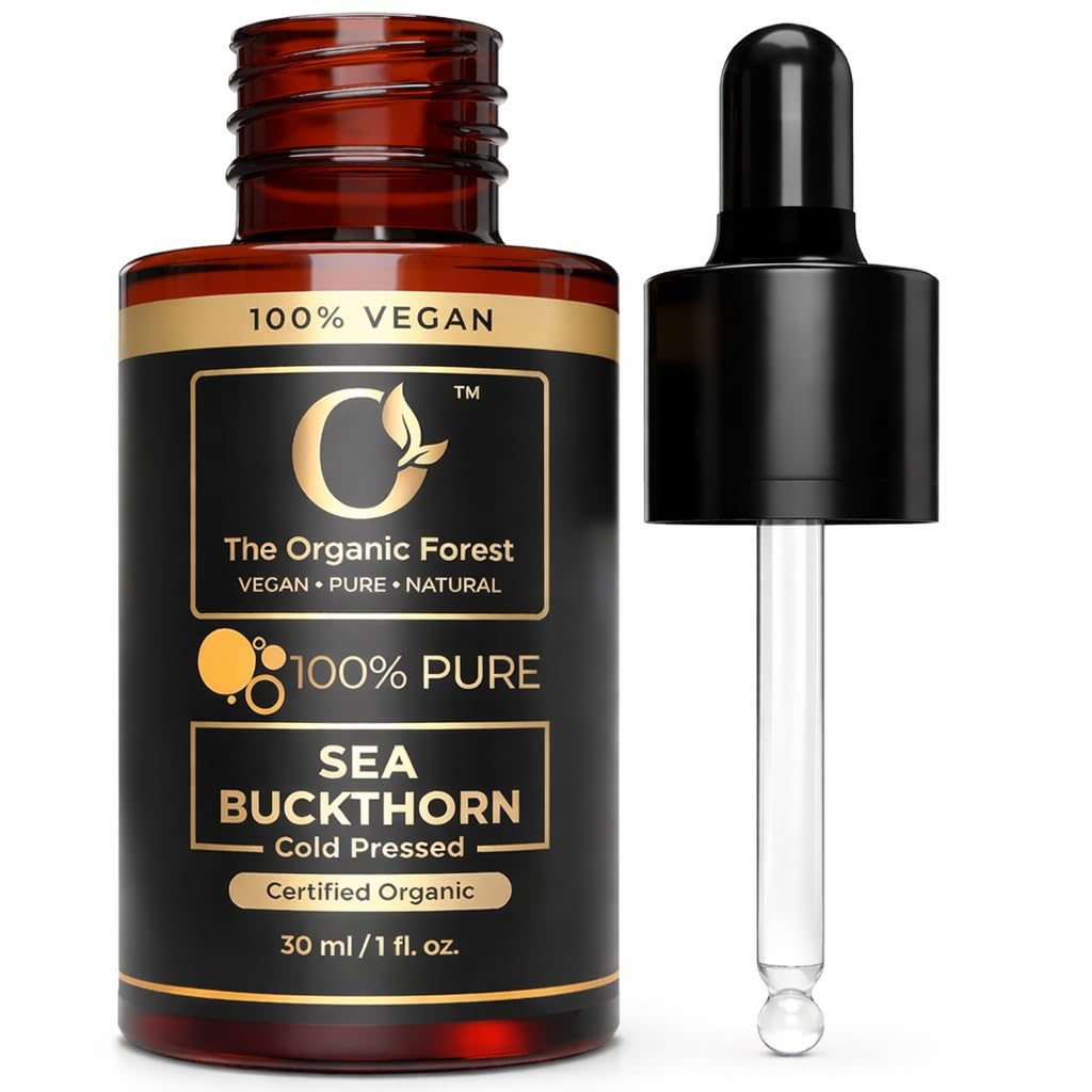 100% Plant Based Sea Buckthorn Oil - Cold Pressed Sea Buckthorn Oil for Hydration & Glow | Rich in Omega 7 | Buckthorn Oil for Face & Body