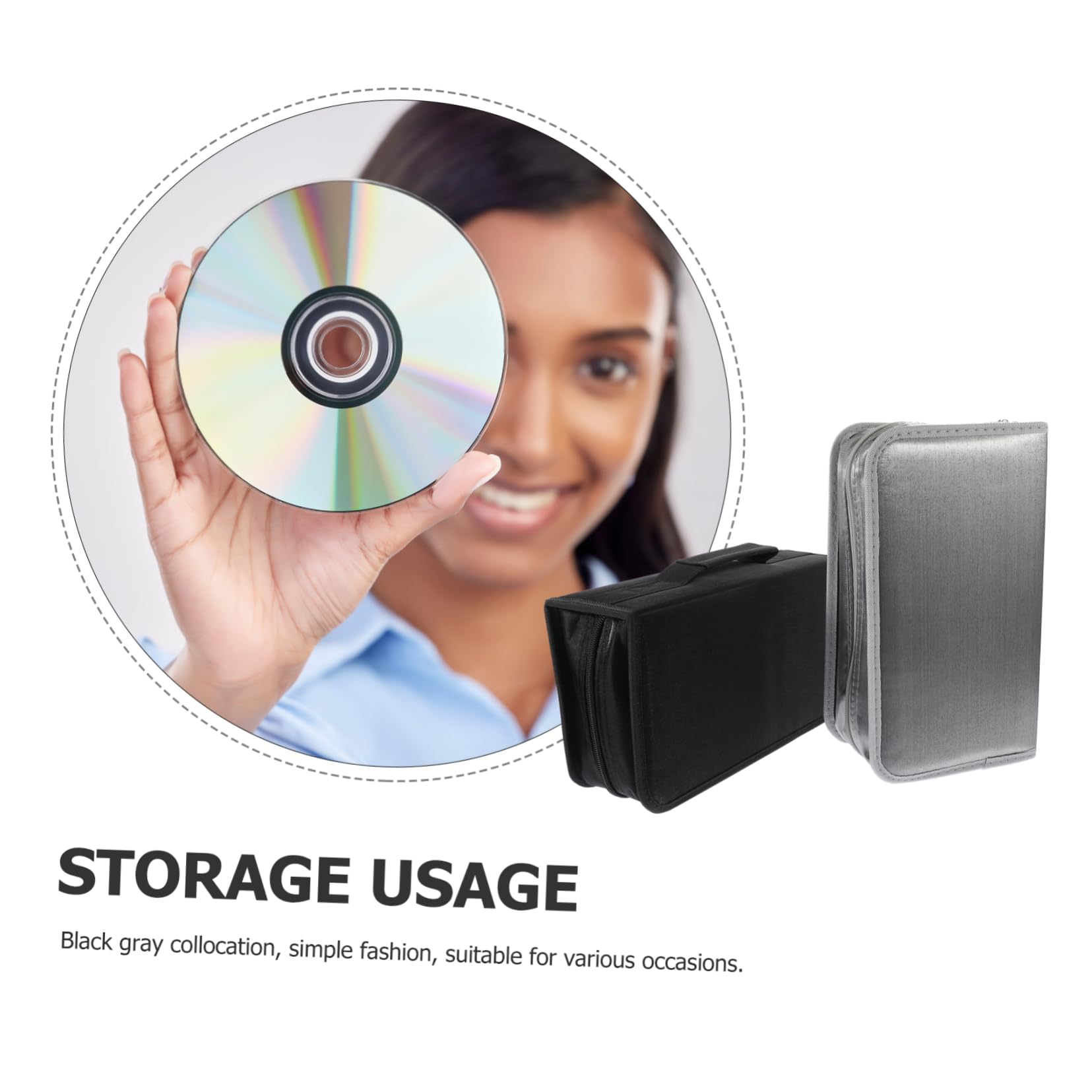 IMIKEYA 2pezzi Porta Cd Cerniera e Maniglia Borsa Portatile Per Cd e Dvd Organizer Per Custodia Rigida Salva Dischi Design Compatto e Resistente