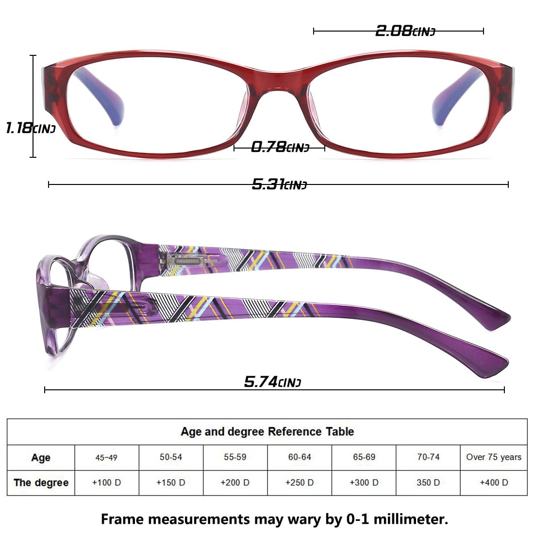 Lesebrille mit blauem Licht für Damen, rechteckiger Rahmen mit Federscharnier