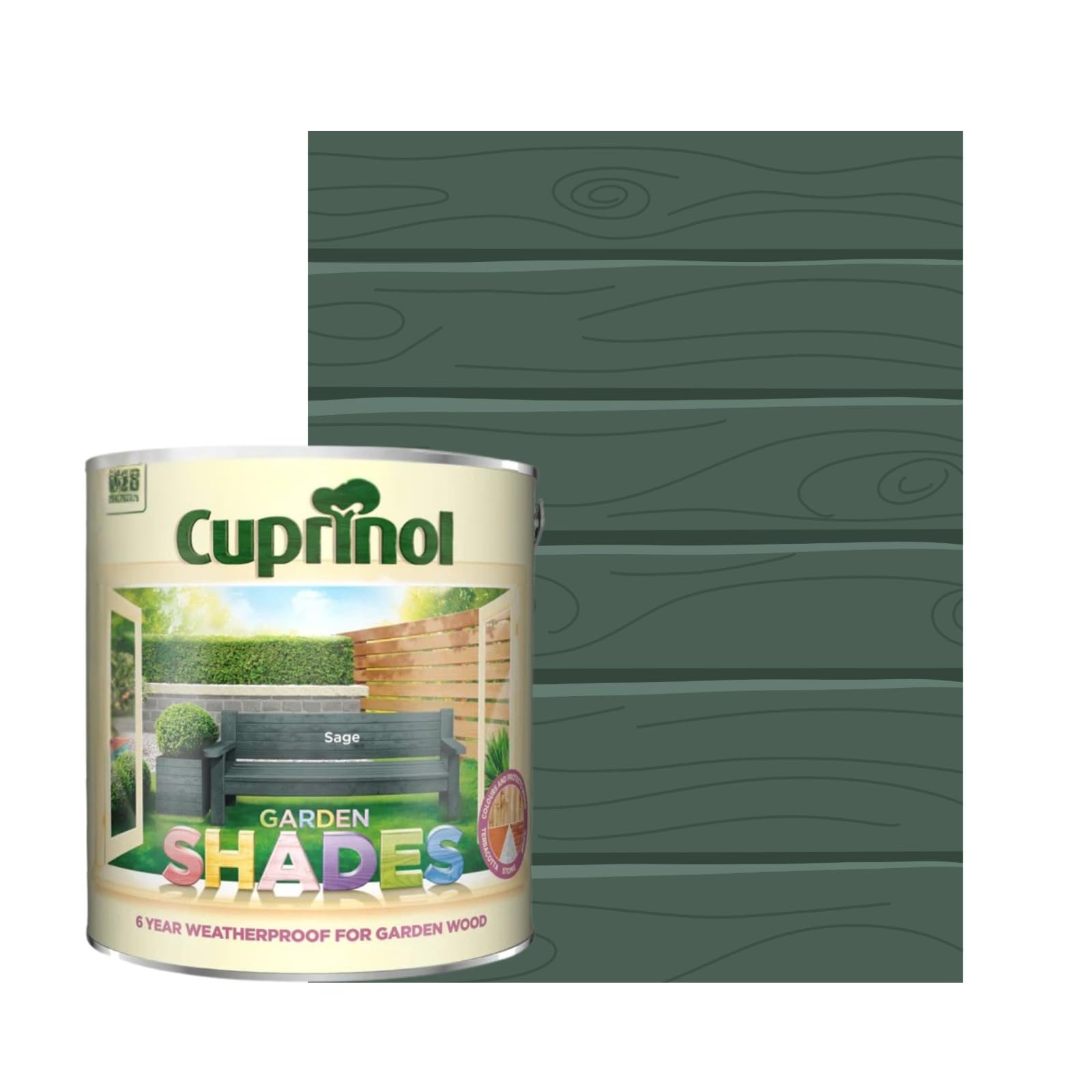 Milena Garden Shades Fence Paint, Shed Paint, 6 Year Weatherproof Exterior Wood Treatment, Water Based Matt Finish Paints for Wood Stain, 2 Coats Recommended (Sage, 2.5 Lit)