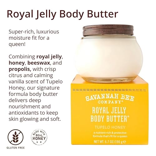 Miniatura 4 de Savannah Bee Company Royal Jelly Body Butter - Mantequilla corporal hidratante profunda para piel seca