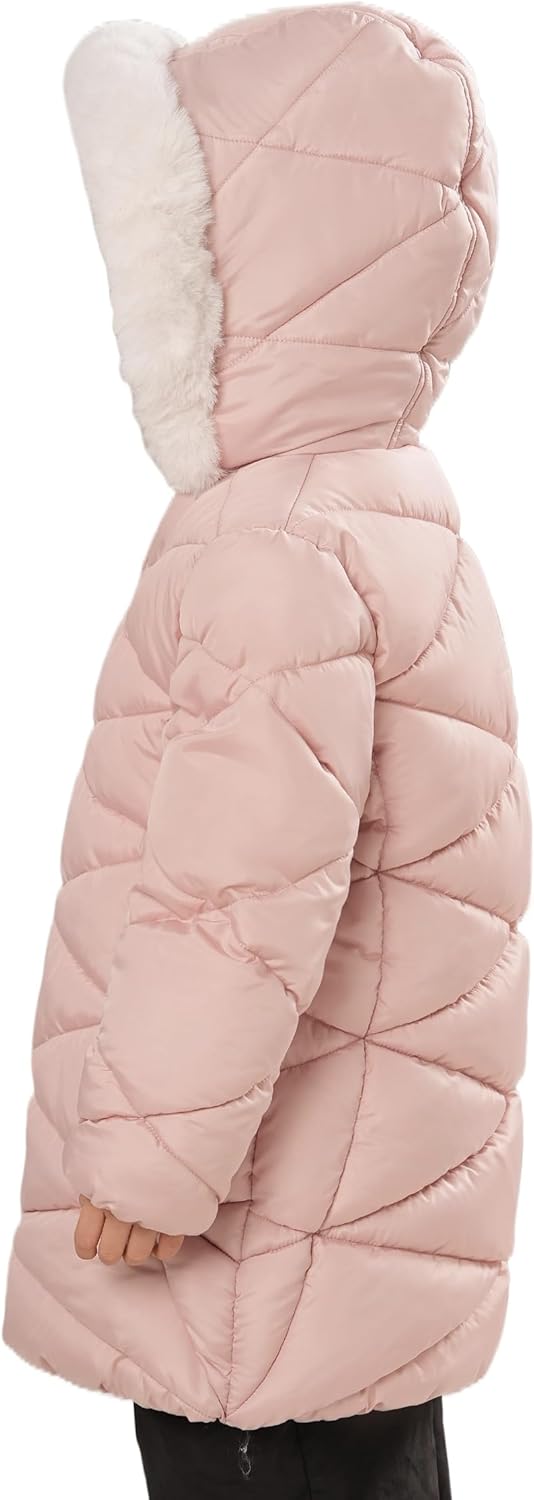 SOLOCOTE Girls Winter Puffer Coat with Faux Fur Hood Sherpa Lined Parka Water-Resistant Windproof Quilted Jacket - Image 3