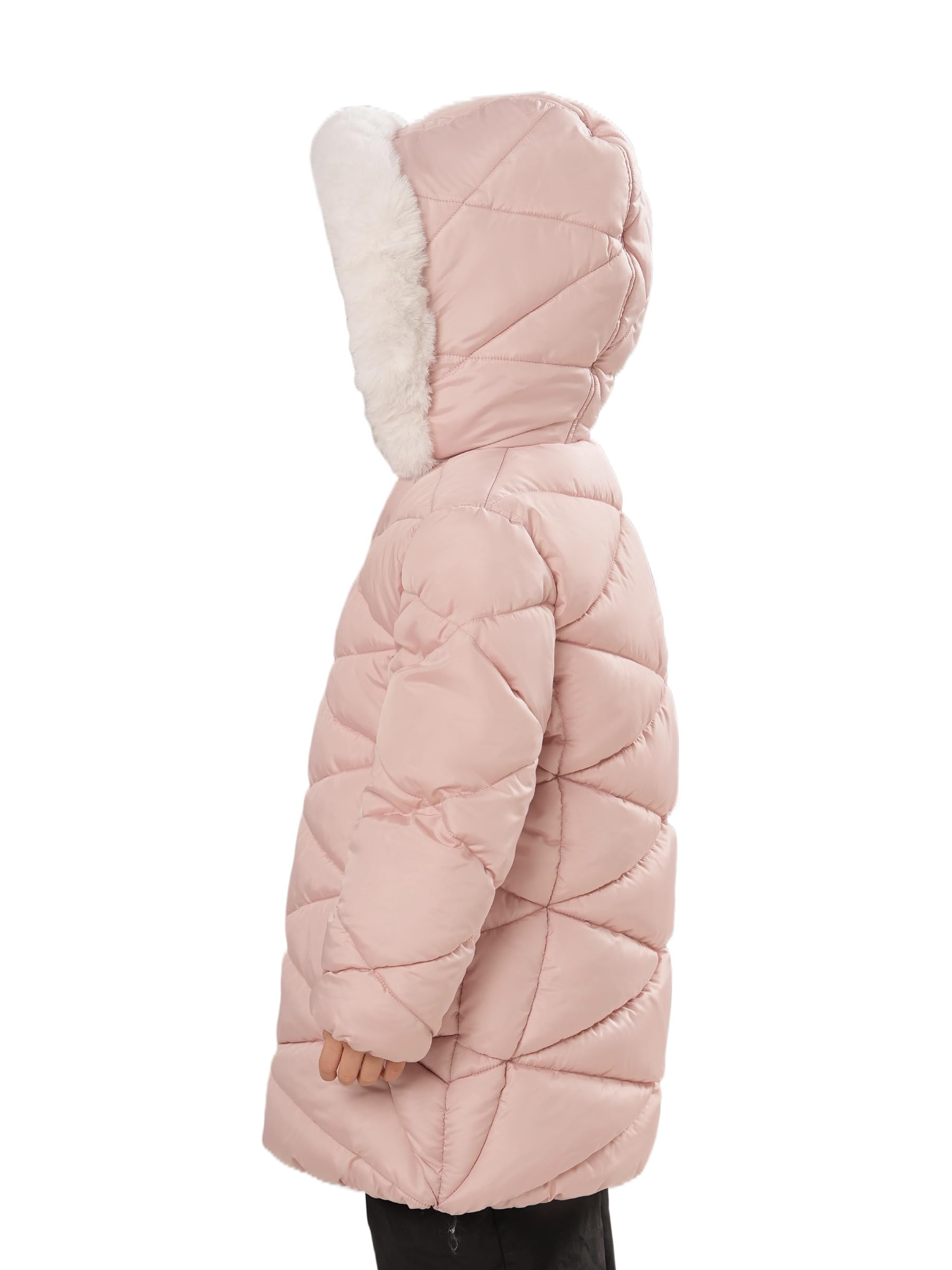 SOLOCOTE Manteaux d'Hiver pour Fille avec Capuche Doublure Sherpa Légers Épais Chauds Gonflés Résistants à l'Eau Coupe-Vent Brillants