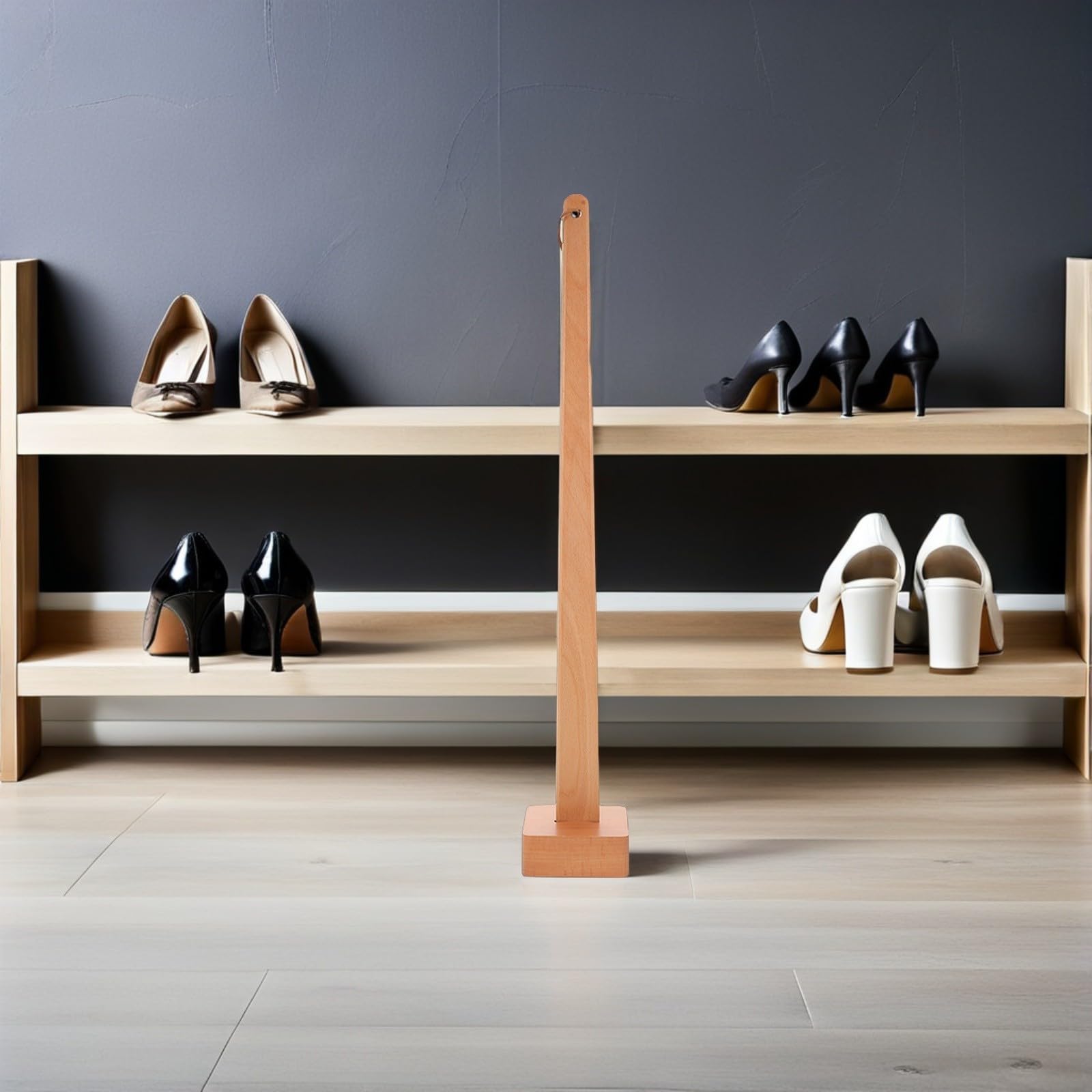 Operitacx Herramienta de Calzador de Madera de 56 Cm con Base Firme, Diseñado para Hombres y Mujeres, Uso en Hogar y Dormitorios, Facilita el Uso de Botas