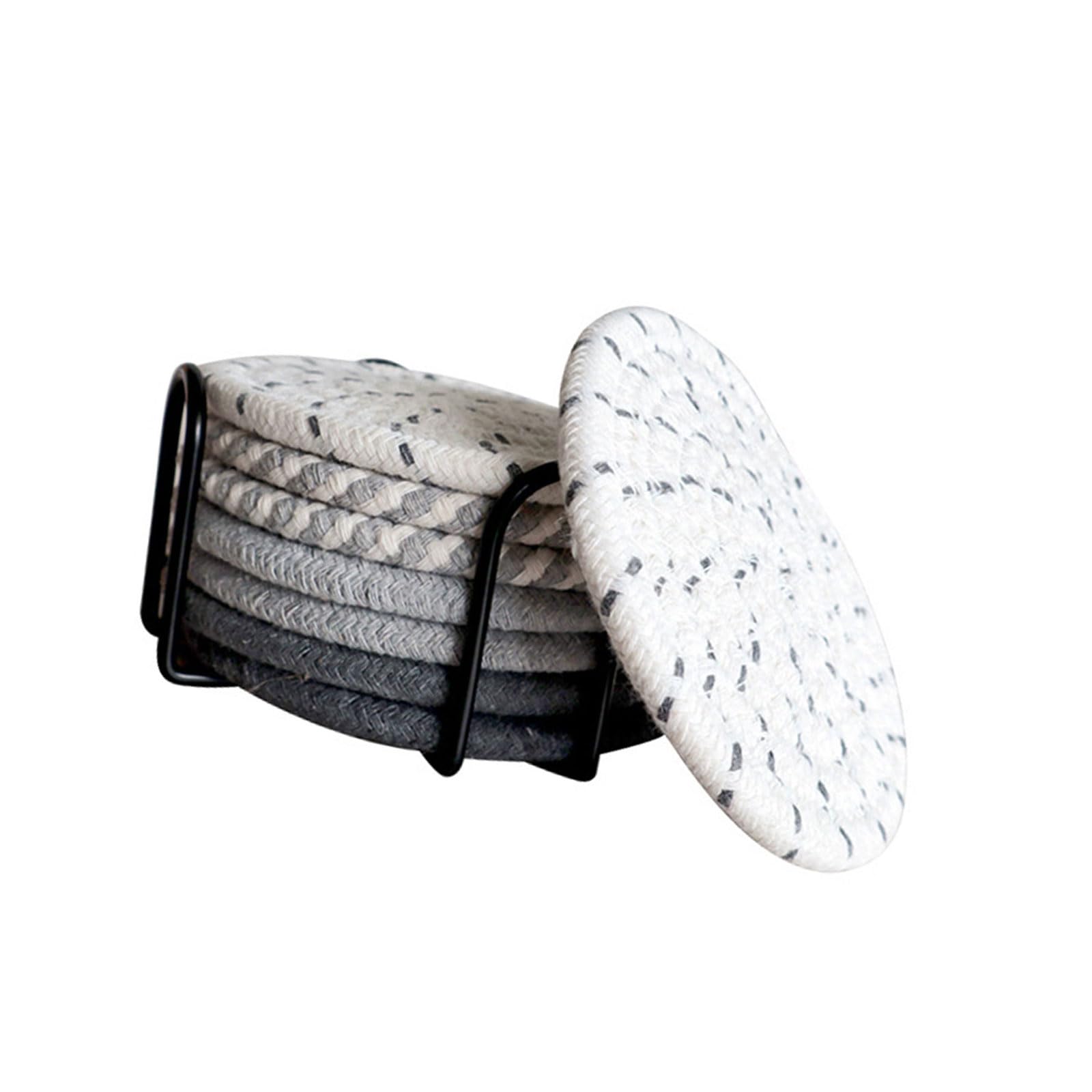 degreased cotton rope coaster set placemats with storage rack - degreased cotton rope coaster set