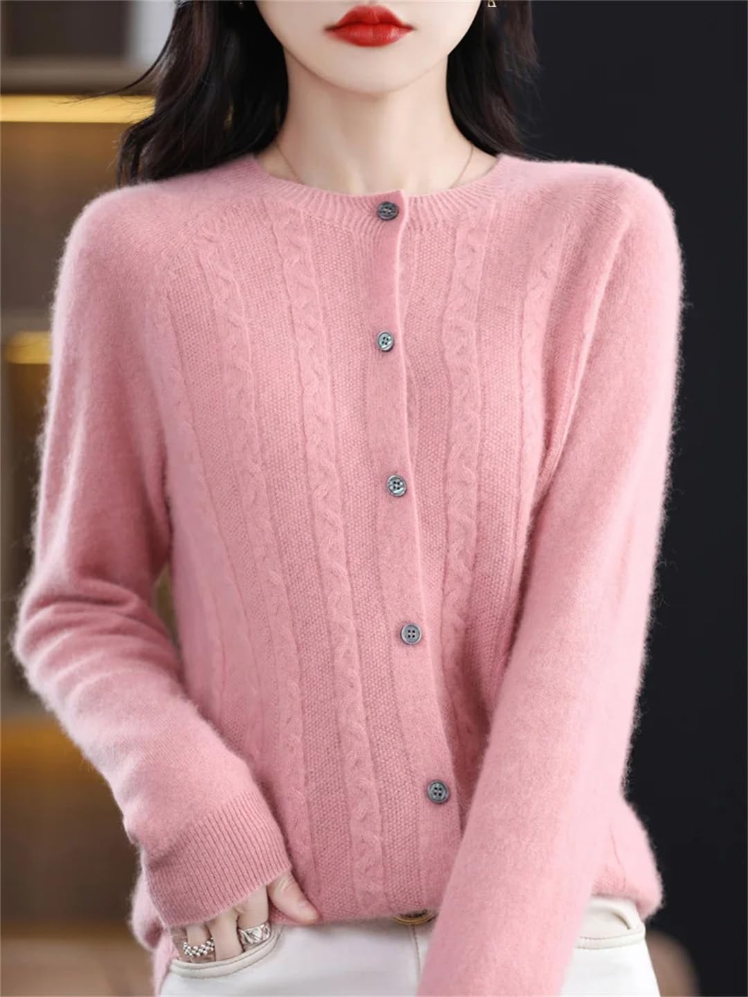 Damski sweter z kaszmiru z wełny merynosów, sweter z dzianiny, z wycięciem, luźne topy
