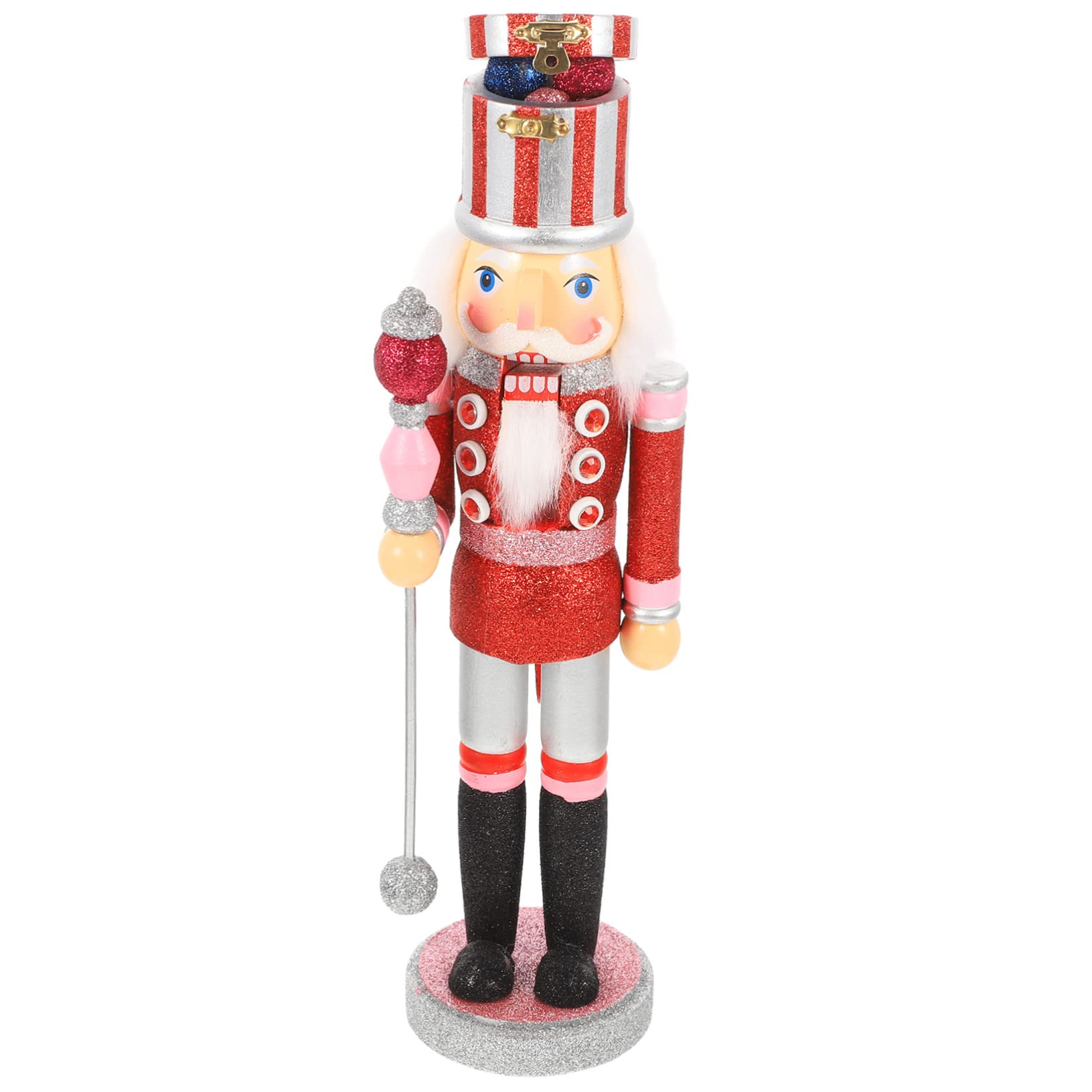 TOPPERFUN Figurka Drewniana Nutcracker Stół Świąteczna Dekoracja Żołnierza z Czerwonym Akcentem Do Domu i Biura