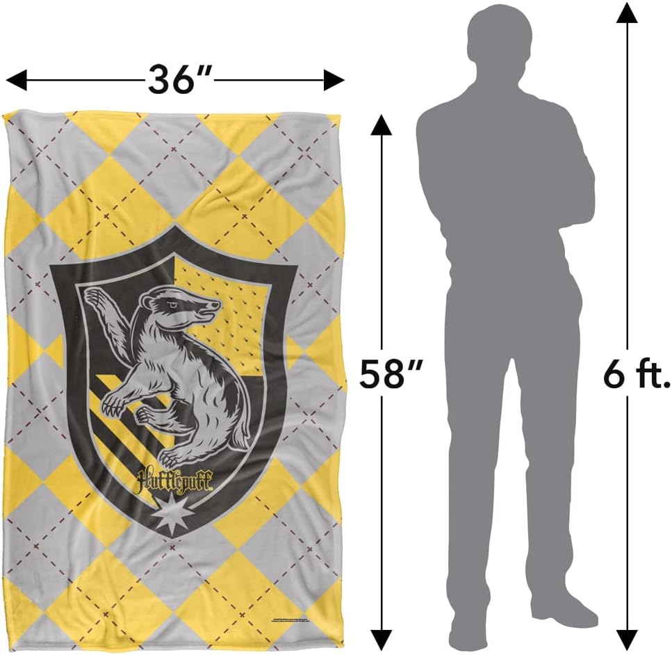 Harry Potter Hufflepuff Plaid Sigil Silky Touch Super Soft Throw Blanket 36" x 58",Hufflepuff Plaid Sigil