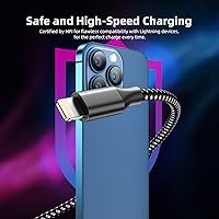 Vista 4 de Paquete de 3 cables Lightning de 10 pies con certificación MFi de Apple, cable de carga rápida para iPhone, cable de carga rápida para iPhone