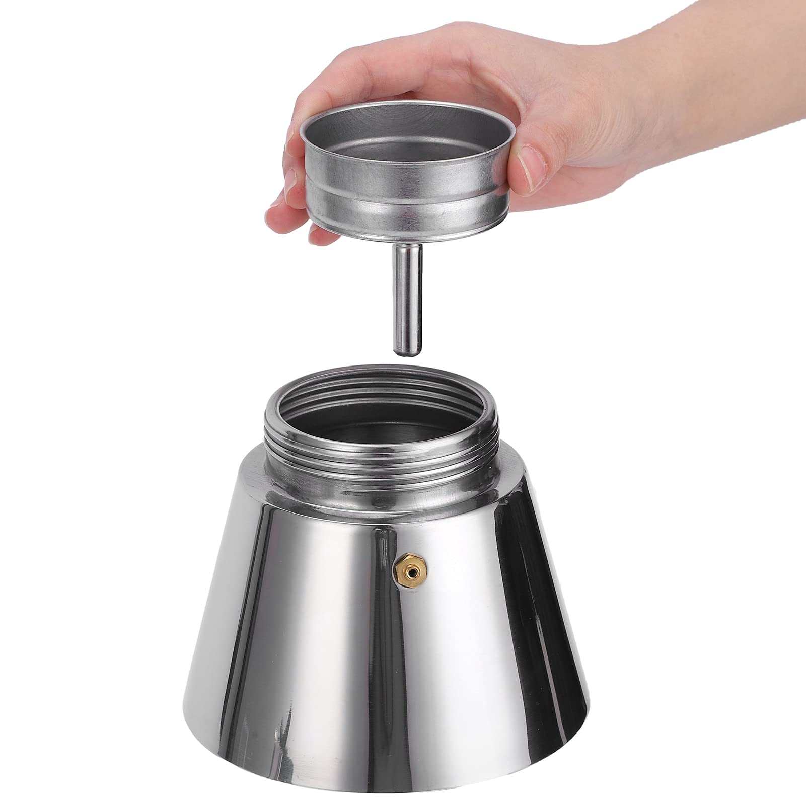 Cafetière à percolateur électrique, 480W 300ML Machine à café en acier inoxydable à arrêt automatique Percolateur à café détachable avec boîte à poudre de café à petit trou, poignée isolante