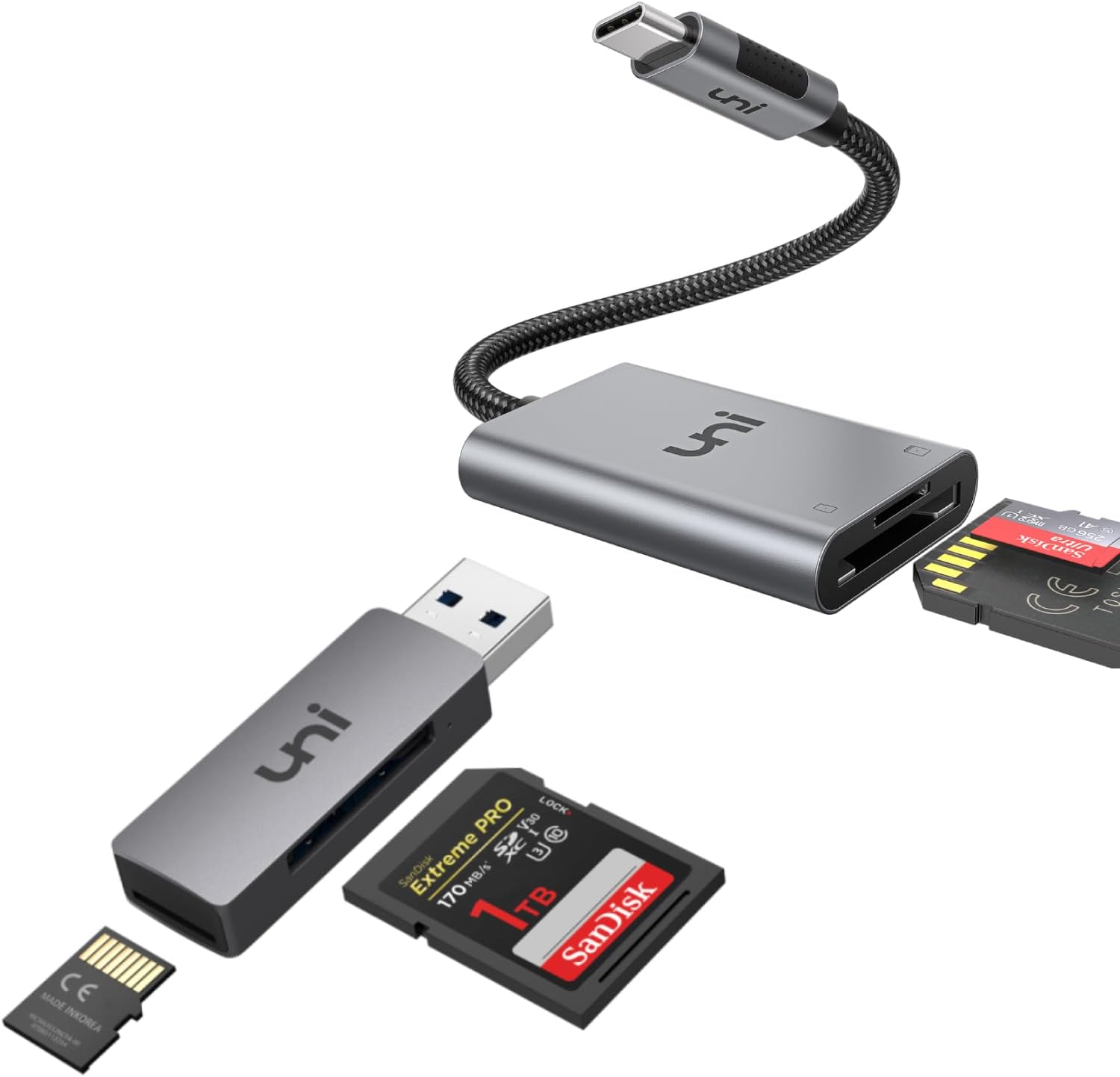 uni Bundle USB C SD Card Reader + USB 3.0 SD Card Adapter