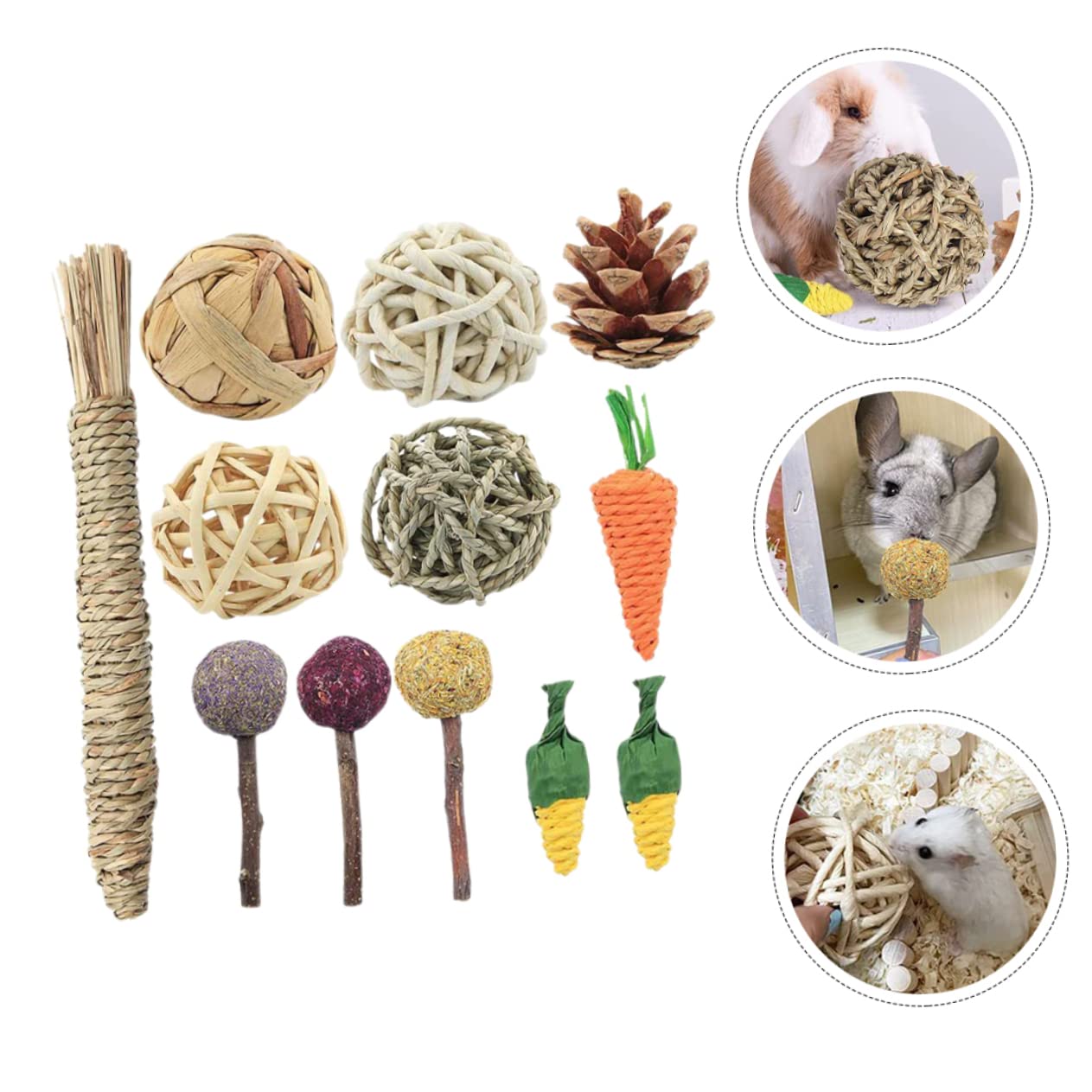 BESPORTBLE 36pezzi Giochi Da Masticare Per Conigli e Criceti Di Accessori Rattan Per Animali Domestici Sicuri e Resistenti Per Cavi e Cincillà Divertenti e Stimolanti Per Gioco e Esercizio
