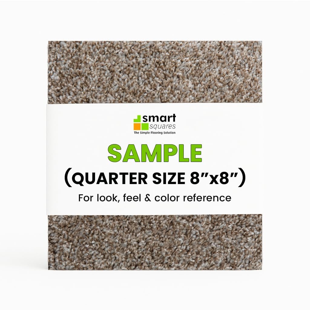 Smart Squares The Simple Flooring Solution 444 Granite Smart Squares Walk In The Park Premium Plush Carpet Tiles, Made In Usa – 8X8 Peel And Stick Floor Tiles With Attached Padding – Seamless Diy Carpet Squares (0.44 Sq Ft, Sample, )