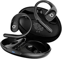 Fone de Ouvido Bluetooth Esportivo, IPX5/OWS/TWS Fone de Ouvido Estéreo Hi-Fi, Microfone com ENC, Toque Sensível, 100 Horas em Standby para Corrida e Exercícios ao Ar Livre – Preto