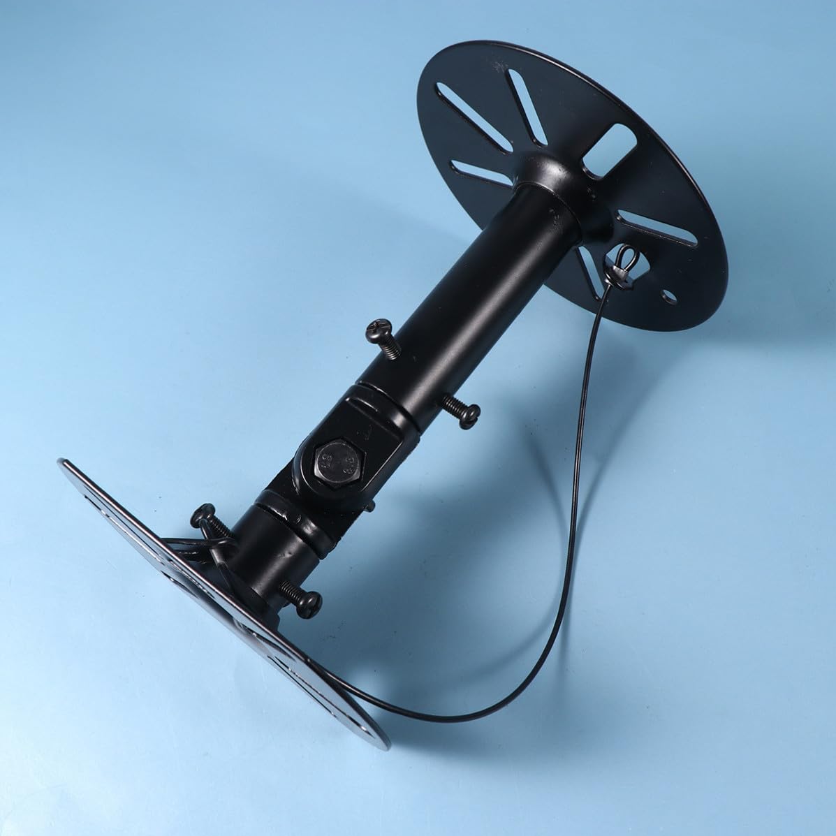 CLISPEED Support Mural pour Haut-Parleur en Acier Laminé à Froid Noir, Rotation 360°, Compatible avec Enceintes Satellites, pour Home Cinéma et Ktv, Lot de 2 Pièces