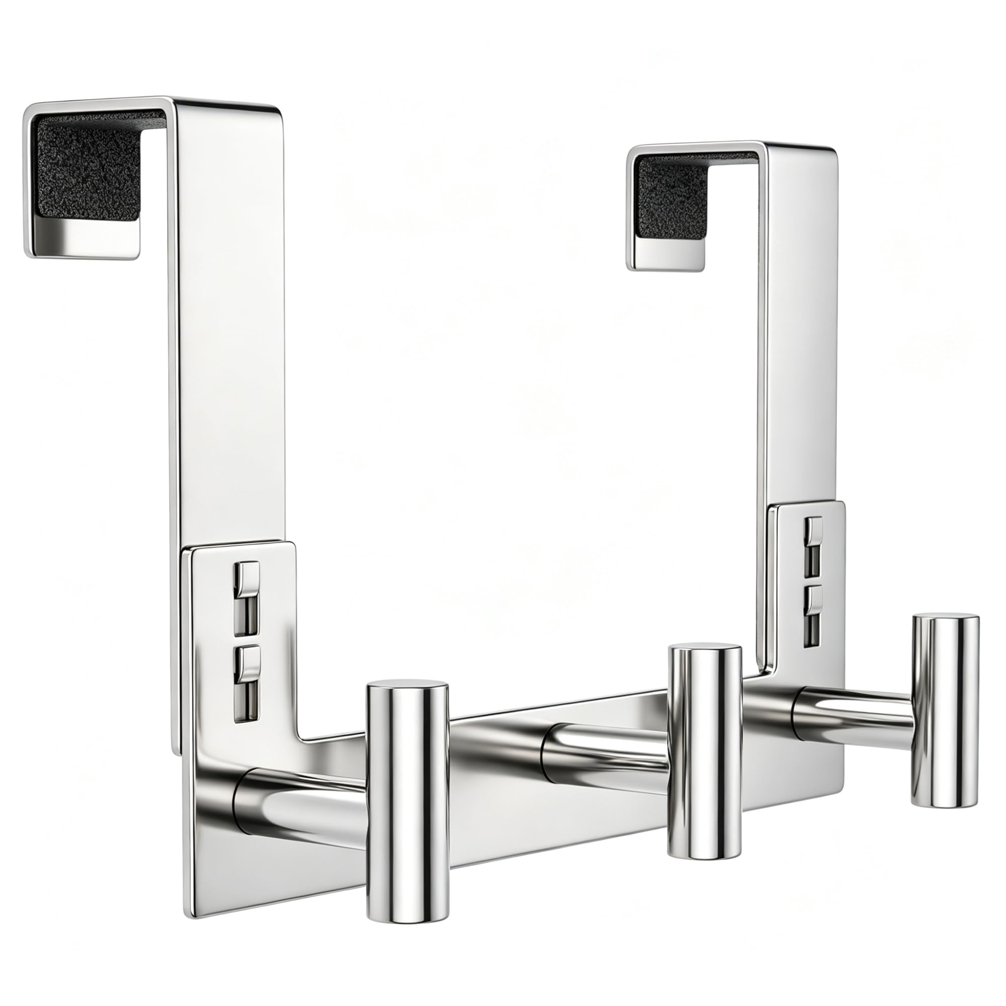 PMMASTO Over Door Hanger, 3 T-Hooks, Fits 1-3/4-Inch Doors, Polished Silver