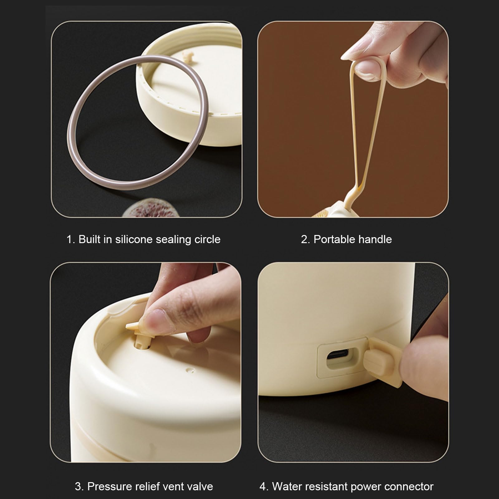 Scaldavivande Portatile in Acciaio Inossidabile 304 a Tenuta Stagna, Barattolo per Alimenti Isolato da 600 Ml, Barattolo Incluso con Cucchiaio, Ideale per Ufficio e Viaggi (Beige)