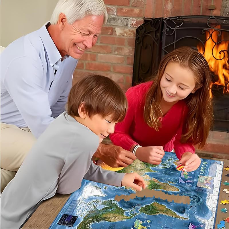 Mappa Del Mondo - Puzzle Per Adulti 1500 Pezzi Decorazione Per La Casa Festa Di Compleanno Regalo Giocattolo Per Uomini, Donne E Anziani