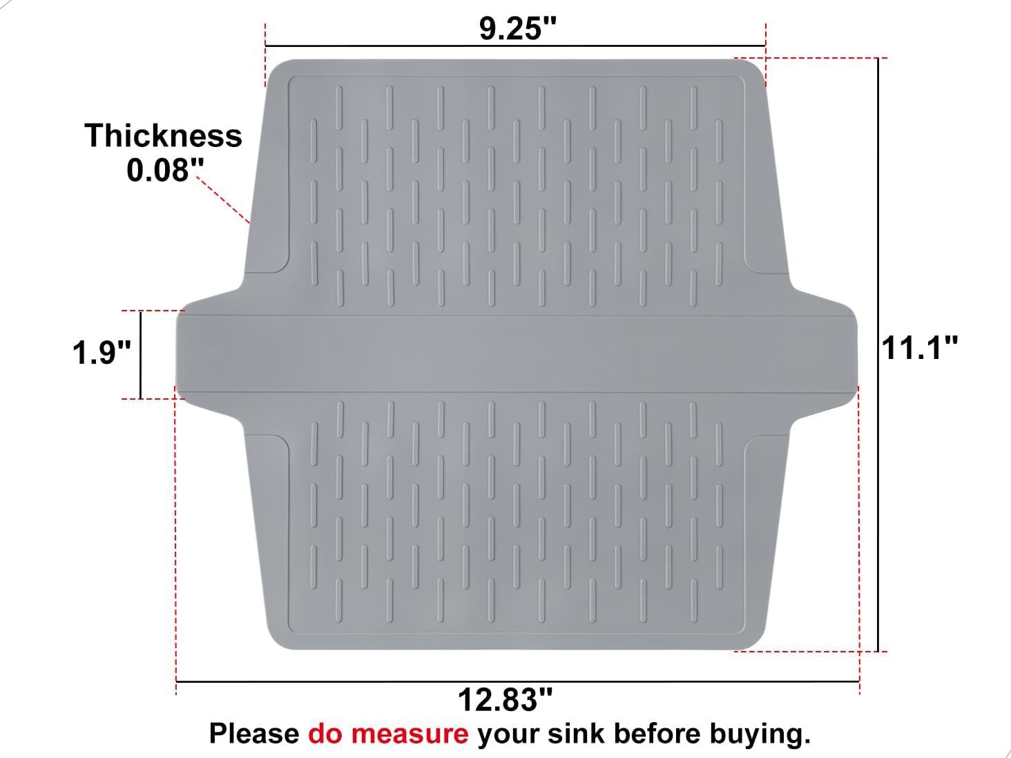 Sink Saddle, Kitchen Sink Mat, Divider Protector Mat, No Odor, Super Soft, No Stains, 12.83'' x 11.1''
