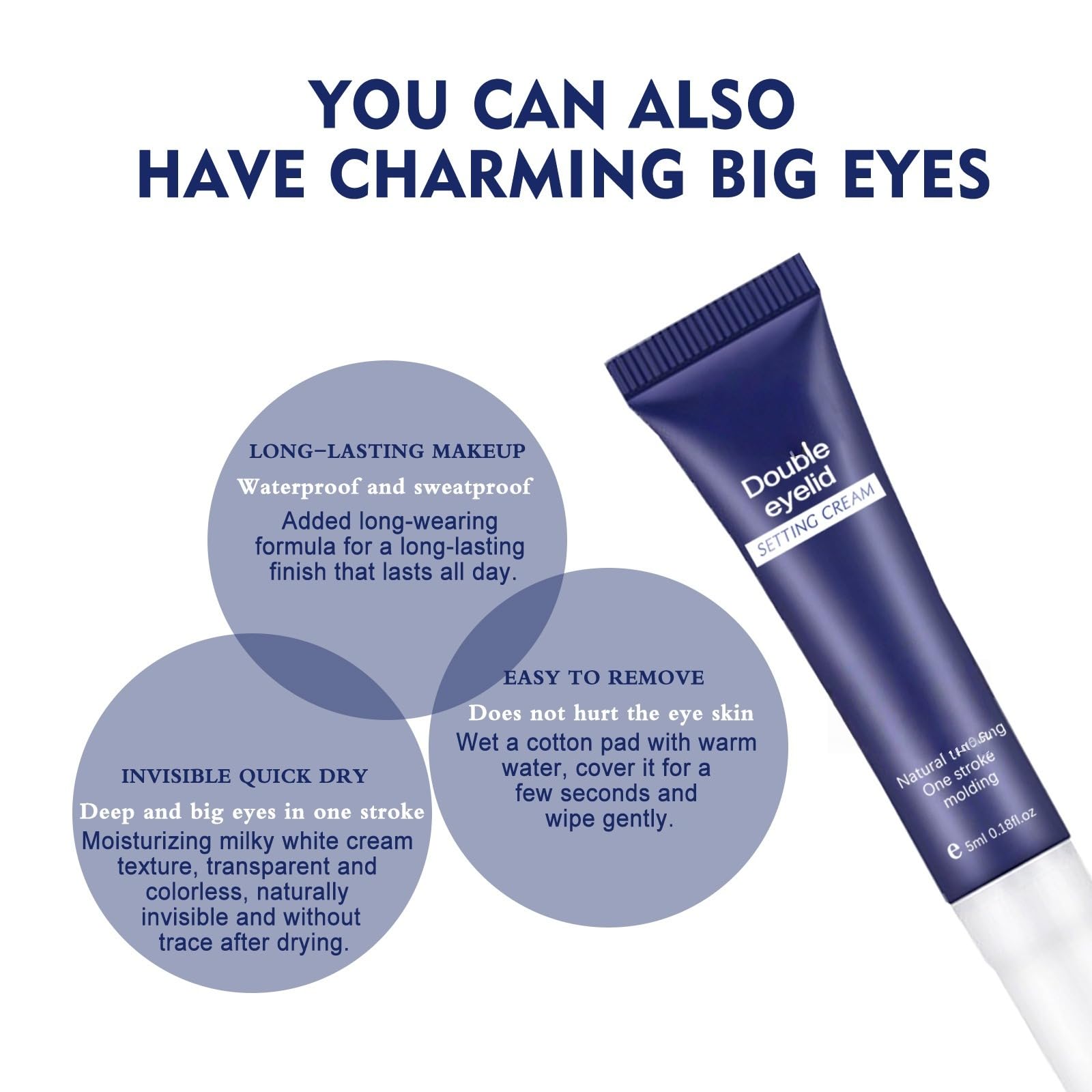 Eyelid Lifter Shaping Cream 5ml Instant Lift for Droopy Loose Hooded Eyelids, Long Lasting Reshaping Double Eyelid Cream, Waterproof & Natural Invisible Lid Styling Gel