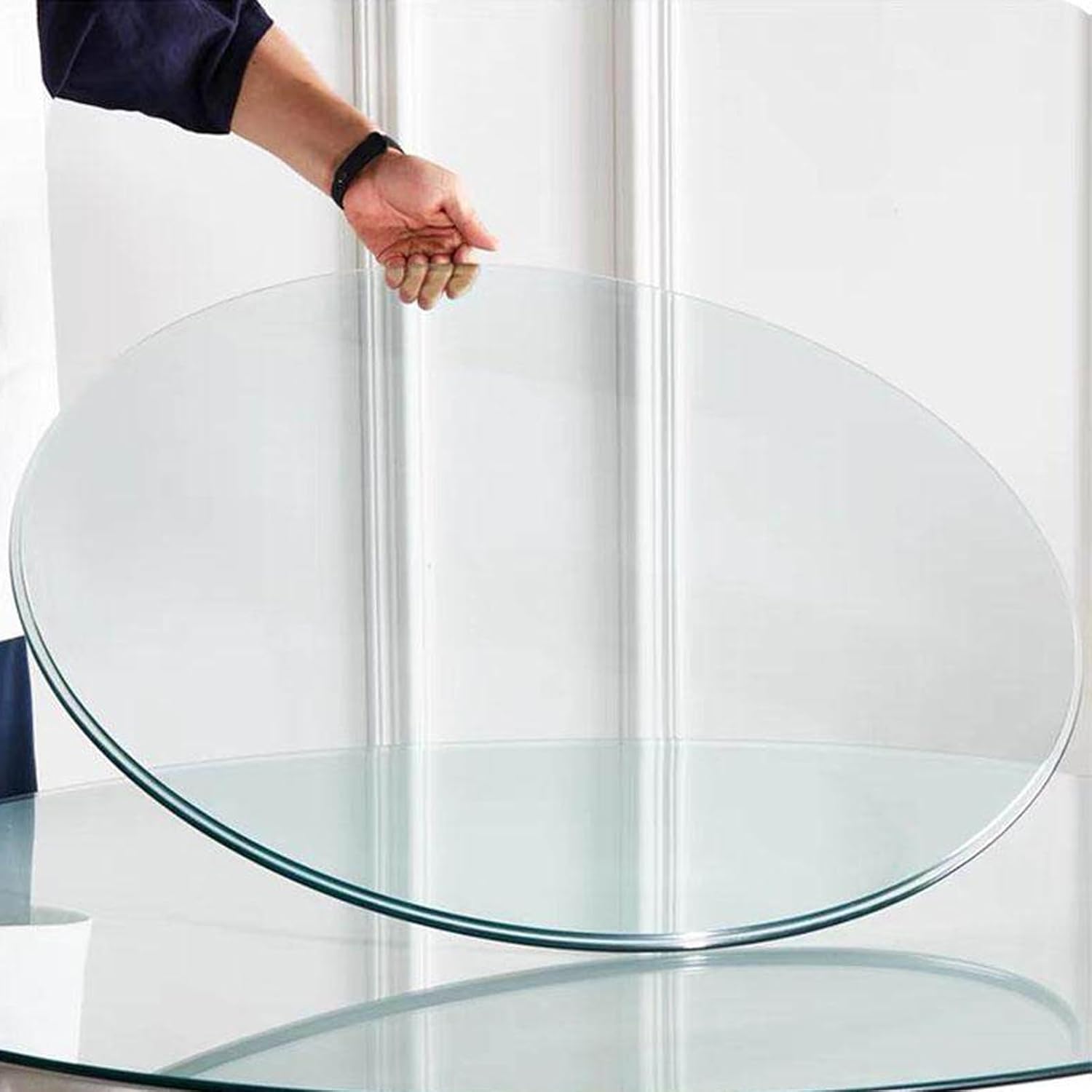 Clear Tempered Glass Table Top, 50cm-60cm-70cm-80cm-90cm, Round, Polish Edge Radius Corners, Premium Circular Plate(65CM (25IN))