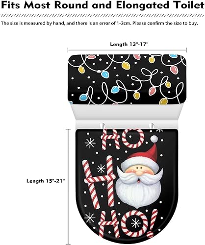 Miniatura 5 de Fundas de asiento de inodoro con logotipo de Navidad, fundas de asiento de inodoro de tela de poliéster para baño, juego de fundas de asiento de