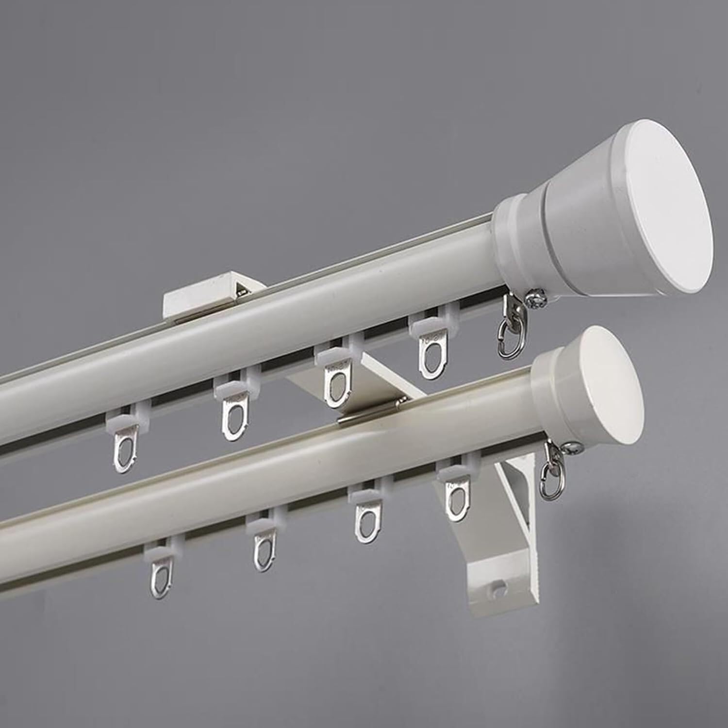 GLDYTVF Double Curtain Rod Wall Mounted7m Aluminum Alloy Bay Window Drapes Pole with Clip KitsSilent Champagne Finish for Living Room & Balcony
