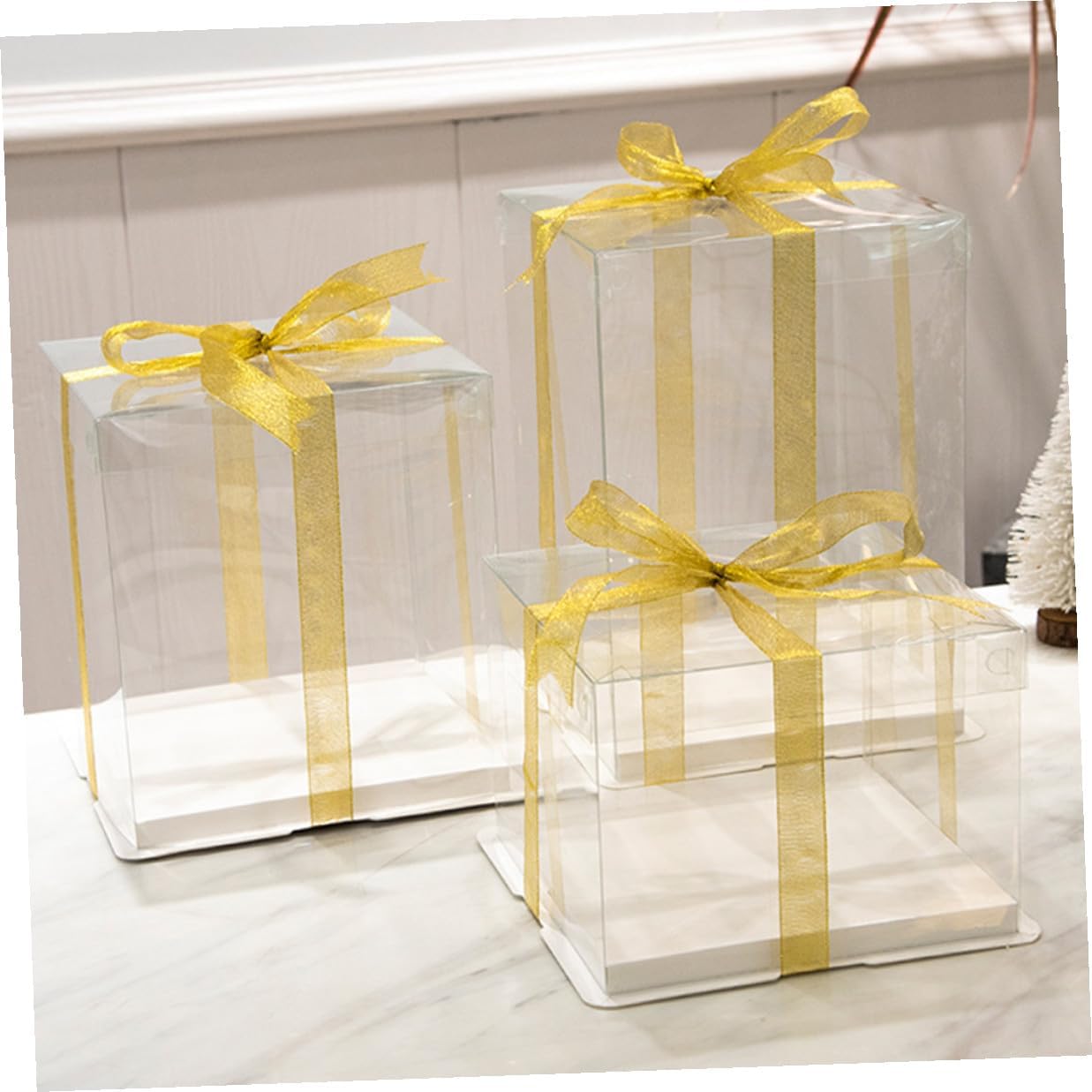 5pcs 8-inch Double Layer Cake Boxes, Square Food Packaging Containers with Lid, Cake Storage Boxes for Birthday Party Packaging