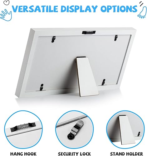 Miniatura 5 de Kit de huellas y huellas para bebés (almohadilla de tinta segura y limpia al tacto para impresiones), marco de fotos en elegante madera natural