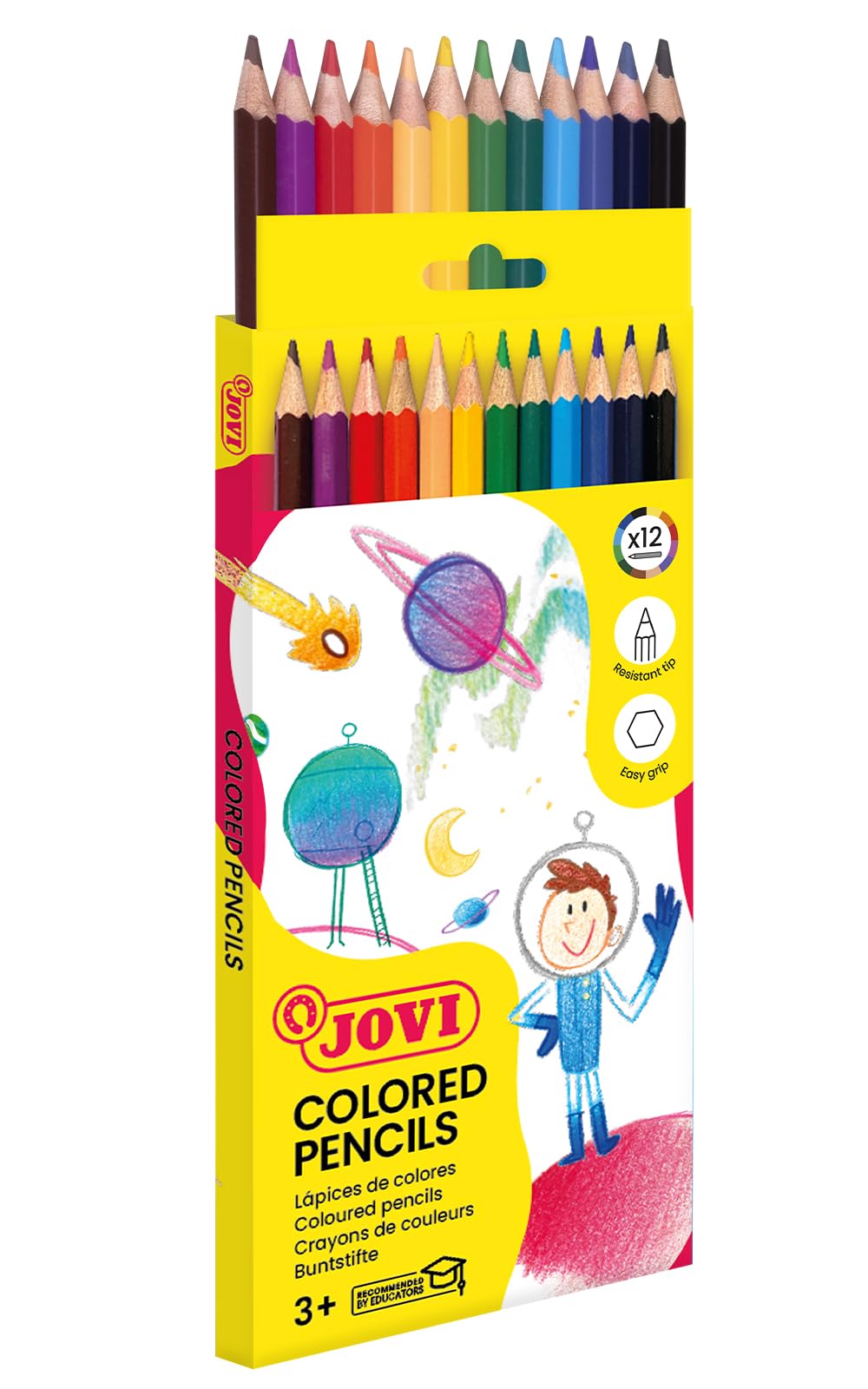 Crayons de Couleur, Boîte de 144 Crayons hexagonaux, Couleurs Vives