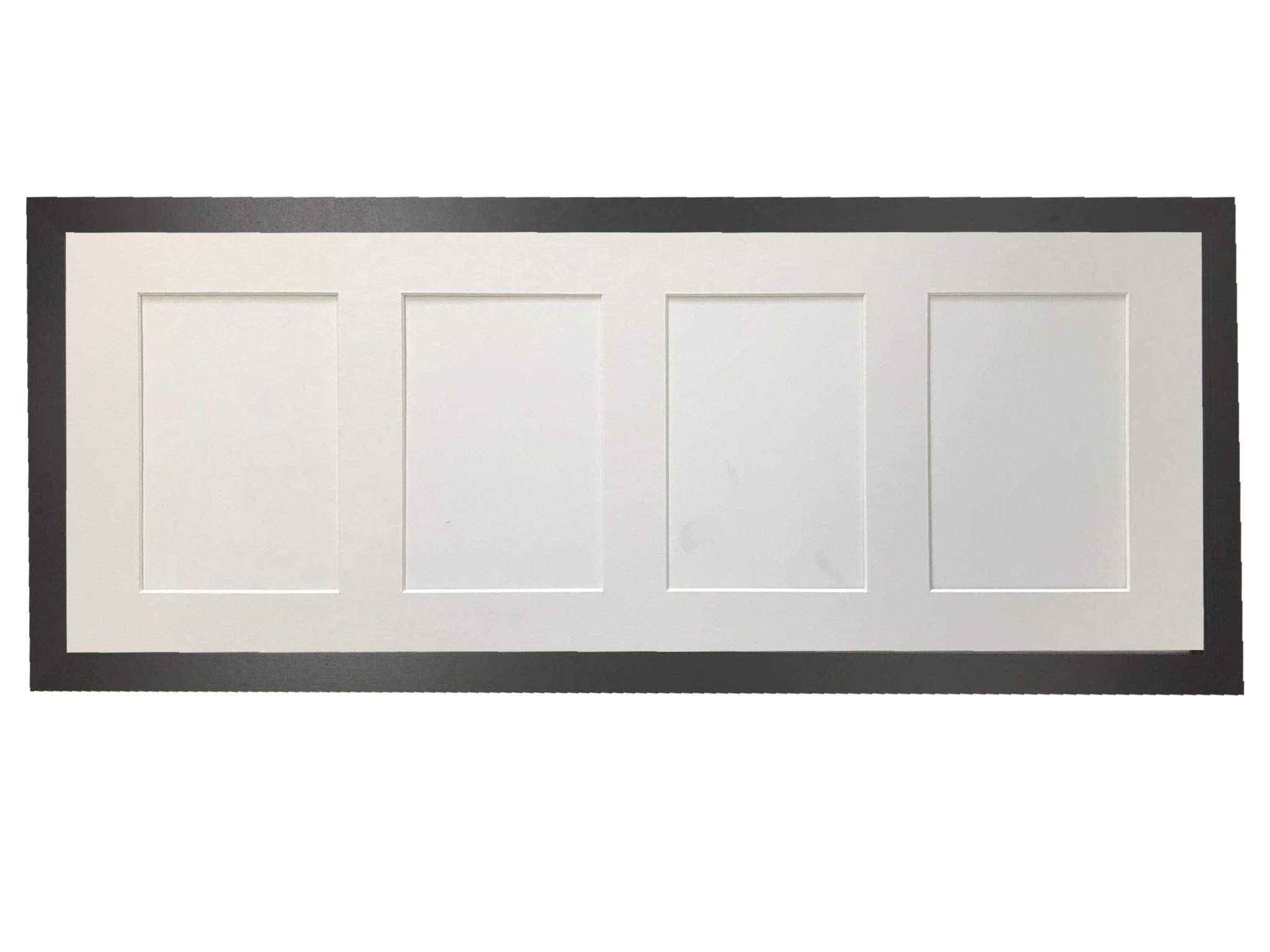Frames By Post Black Frame And White Multi Mount H7 Black Picture Photo Frame With White 7 X 5 Inch Four Aperture Long Mount