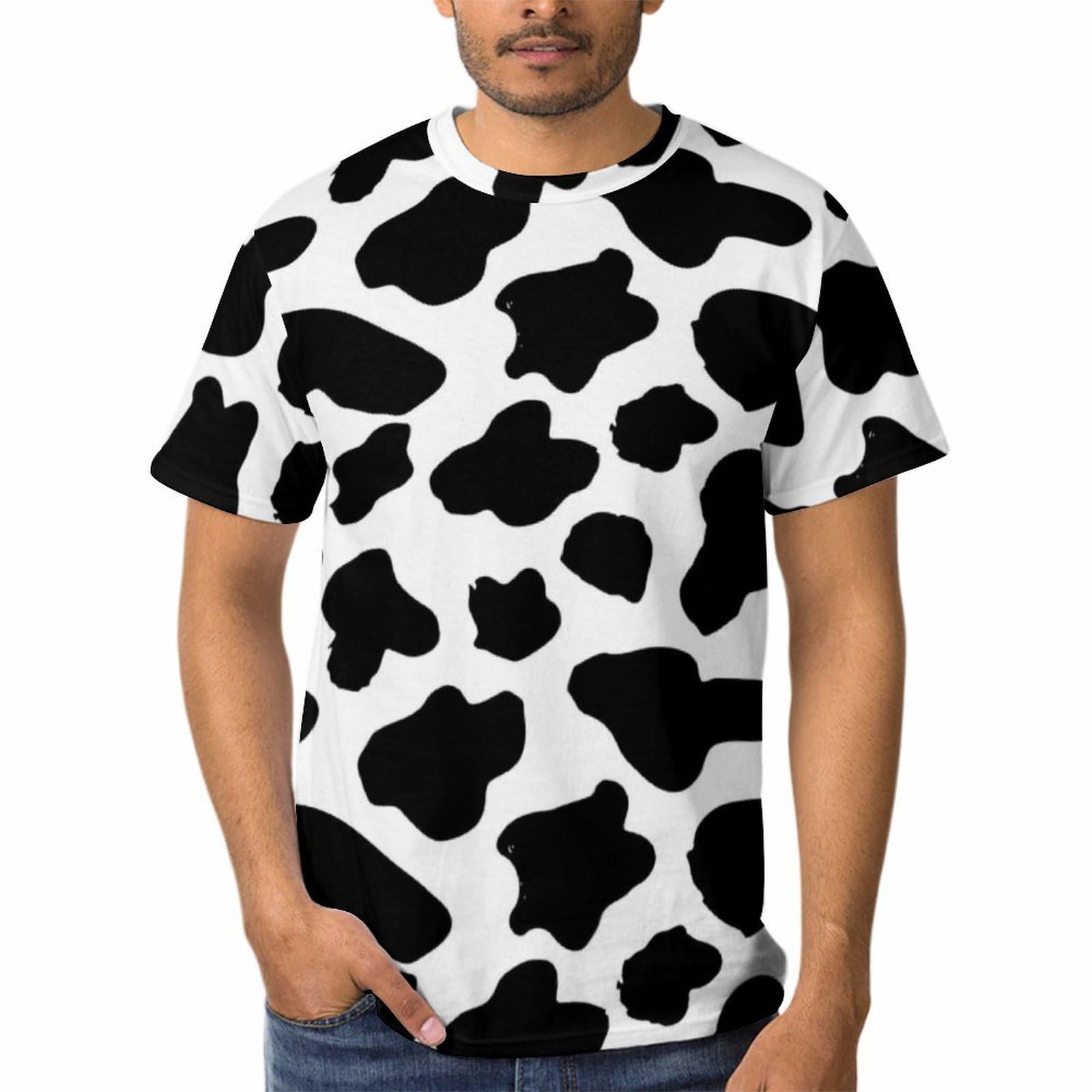 Dalicoter Mens Womens 3D Cow Print Funny Short Sleeve Tshirts Summer Casual T-Shirt Tops