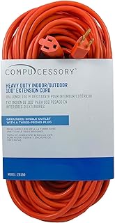 Compucessory 25150 Heavy Duty Extension Cord, 100-Ft , Orange