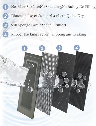 Miniatura 5 de MontVoo - Tapete de baño antideslizante, súper absorbente, resistente a las manchas, de secado rápido, delgado, para baño, suelo, bañera, tocador,