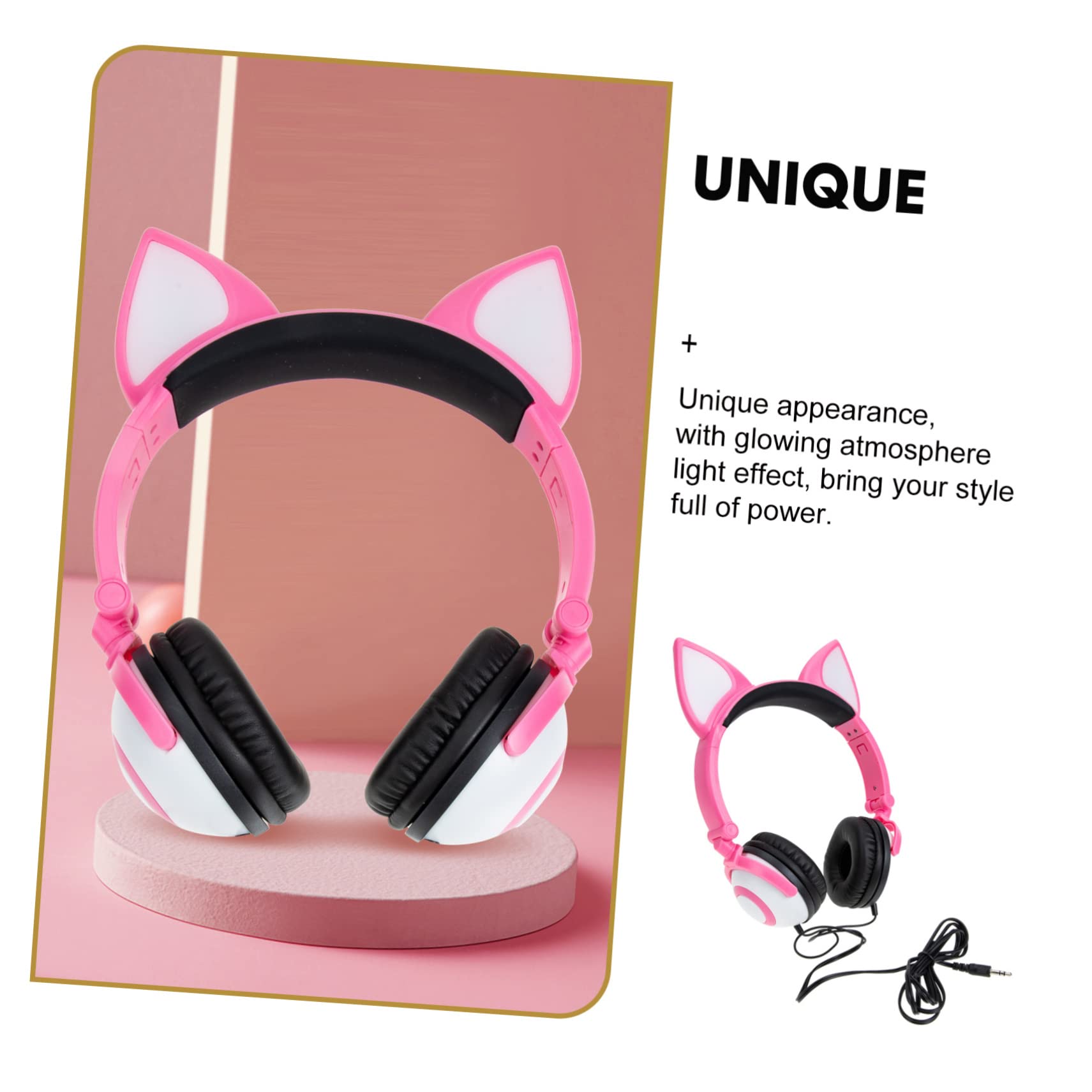 Mikikit Cuffie Orecchie di Gatto Cuffie Regolabili per Bambine e Ragazze Design Semplice del Suono Basso Consumo Energetico Facile da Trasportare e Utilizzare in Viaggio