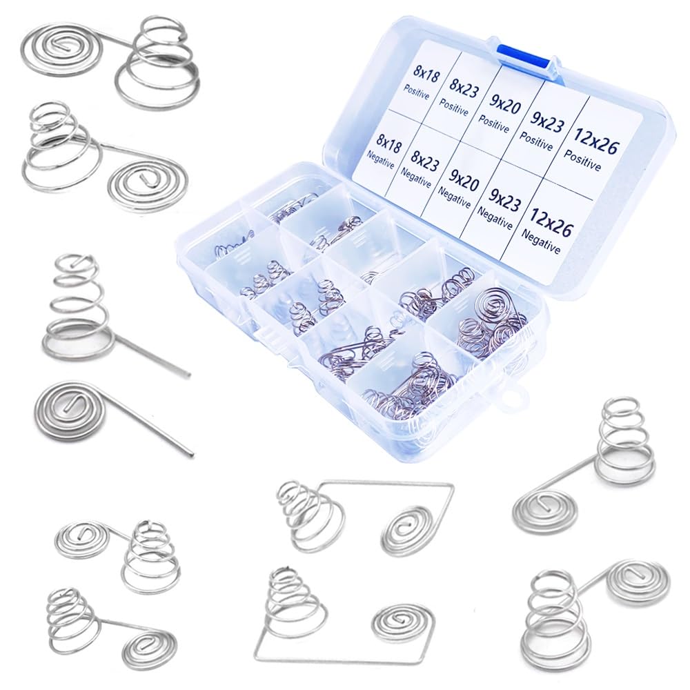 50pcs AA/AAA Battery Conversion Springs Kit, Positive and Negative Contact Coils, Battery Spring Replacement for Remote Control