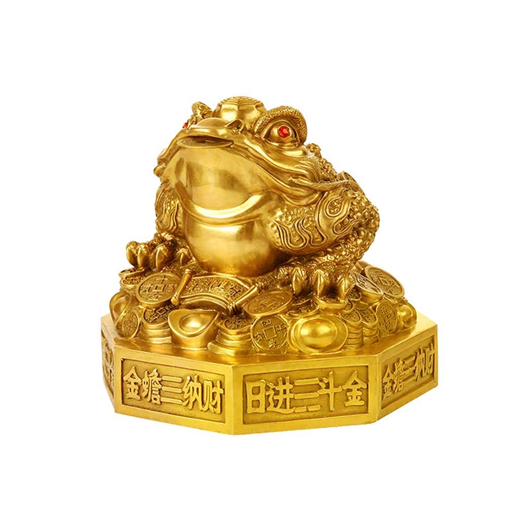 Amazon.co.jp: 中国の風水ゴシップお金のカエルの像、大きな真鍮の三本