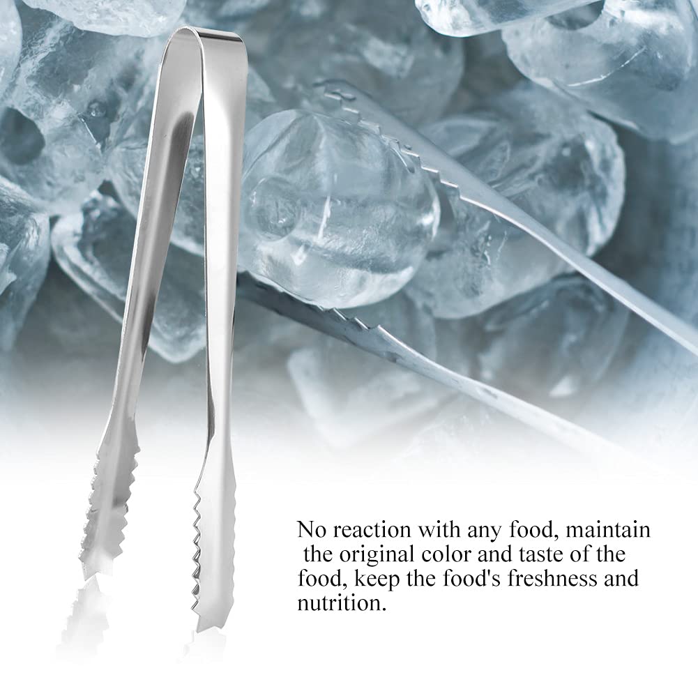 Stainless Steel Ice Tong,Small Serving Appetizers Tongs,Sugar Cooking Clips Sawtooth Kitchen Clips for Clipping Sugars,Ice,Cakes,Biscuits,Grilled Meat (Mirror Glossy)