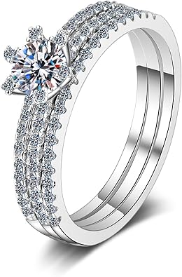 14K Gold 1ct Diamond Three-Stone Womens Bridal Rings Sets, VVS1 D-Color Promise Ring, A great gift for any Valentines Day