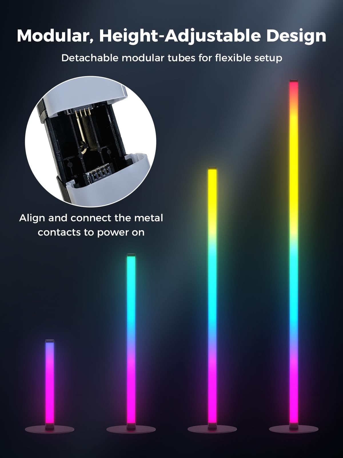 Smiling Shark LED Stehlampe Wohnzimmer, Smart Modern RGBIC Standleuchte mit Fernbedienung und APP 16 Millionen Farben Dimmbar Stehlampe mit Musik Sync und Timer für Schlafzimmer Gaming-Zimmer