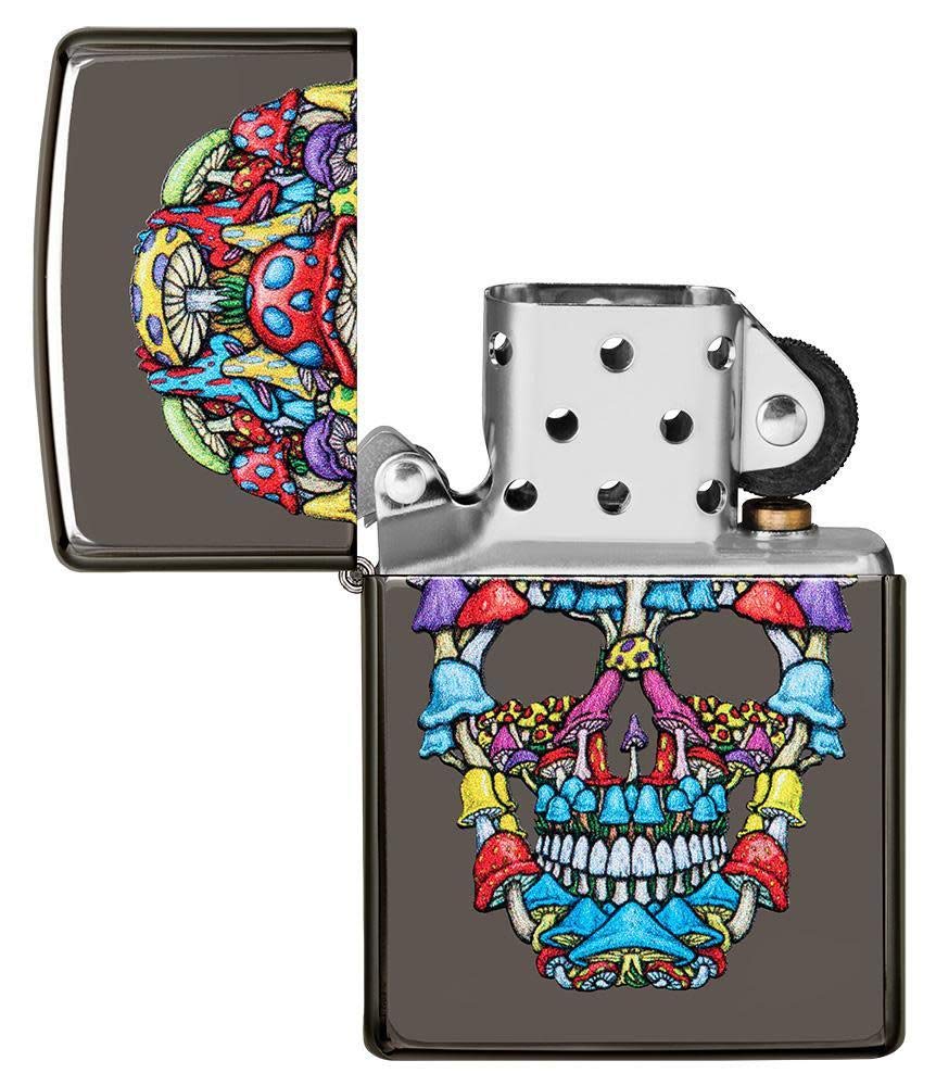 ZIPPO – Totenkopf Design, Color Image, Black Ice – Sturmfeuerzeug, nachfüllbar, in hochwertiger Geschenkbox