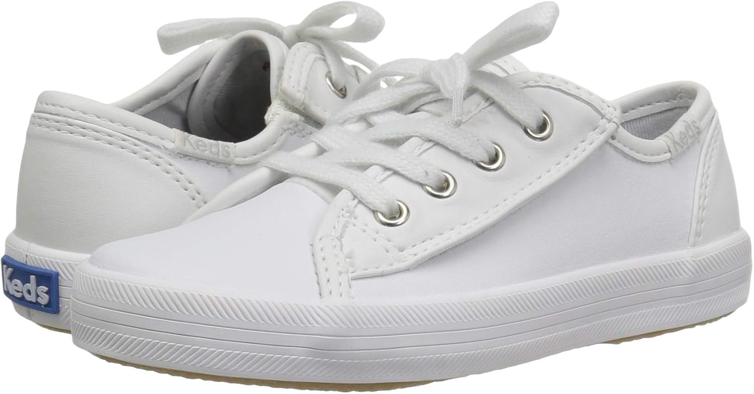 Keds Unisex-Child Kickstart Sneaker White Leather 4 Little Kid