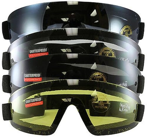 Birdz Gafas de la serie Wing (transparente, azul, amarillo, lente ahumada, juego de 4)