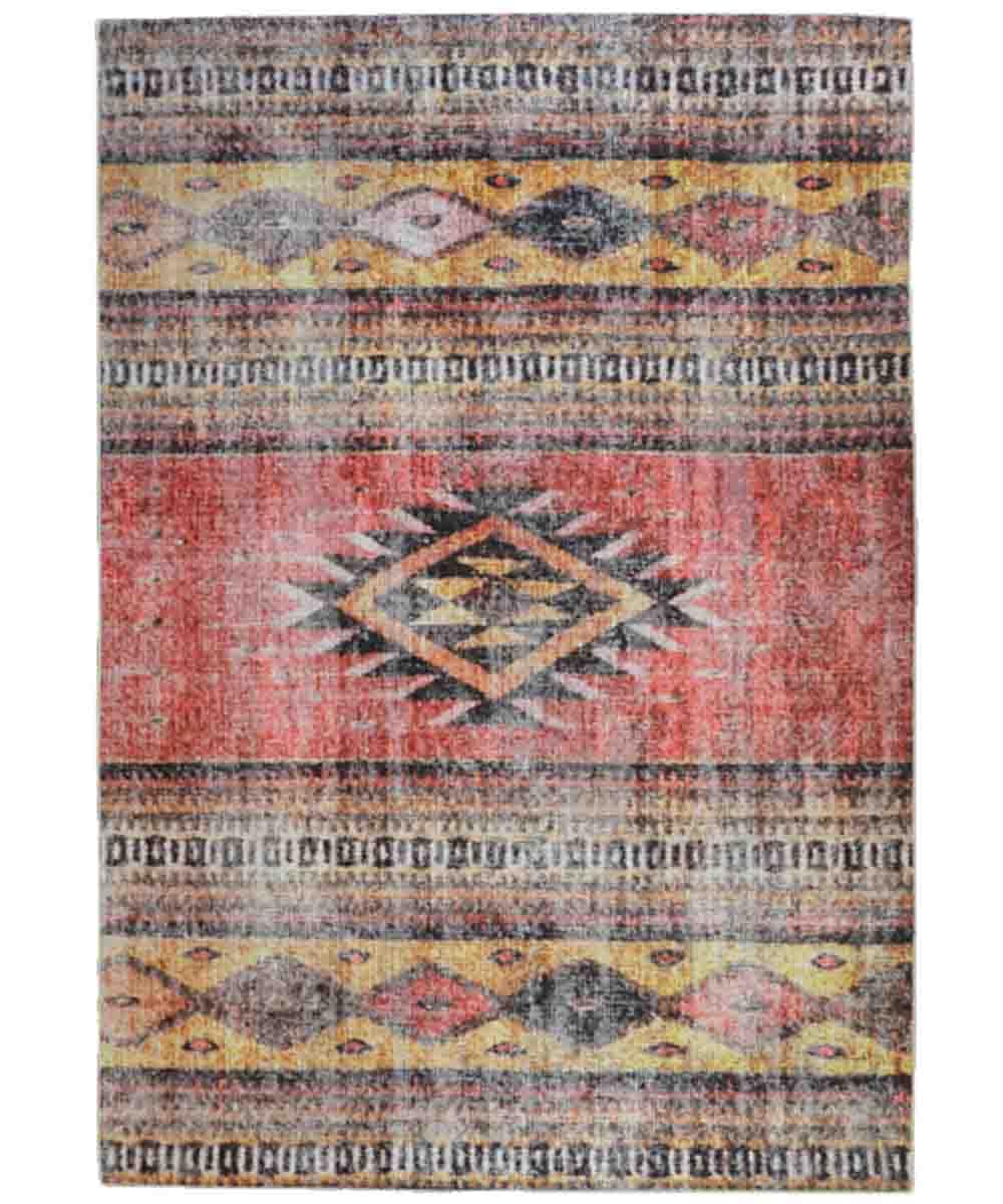 Tappeto salotto soggiorno camera ingresso, lavabile anti-scivolo anti-macchia, disegno AYDIN 1668 geometrico tribale orientale kilim berbero tradizionale cm.120x180