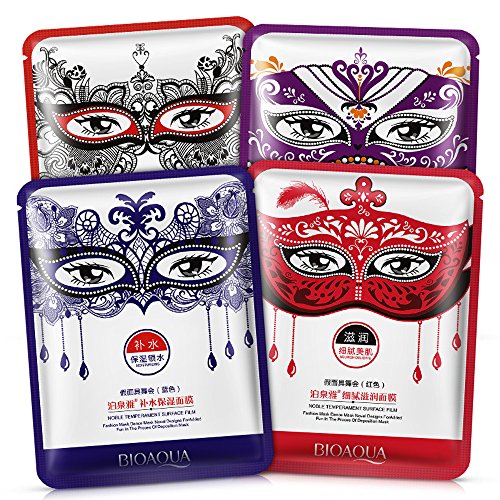 BIOAQUA Special Dace Facial Mask for Party Moisturizing Wrapped Mask (1 count of each 4 colors)