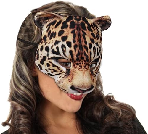 Miniatura 8 de 1 máscara de media cara de Halloween, máscaras de leopardo para Halloween, carnaval, fiesta, disfraces, accesorios de disfraces