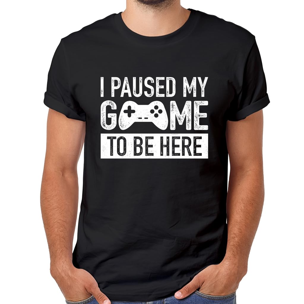 ComfivI Paused My Game to Be Here t Shirt Gamer Gifts for Men Gaming Funny Graphic Tees
