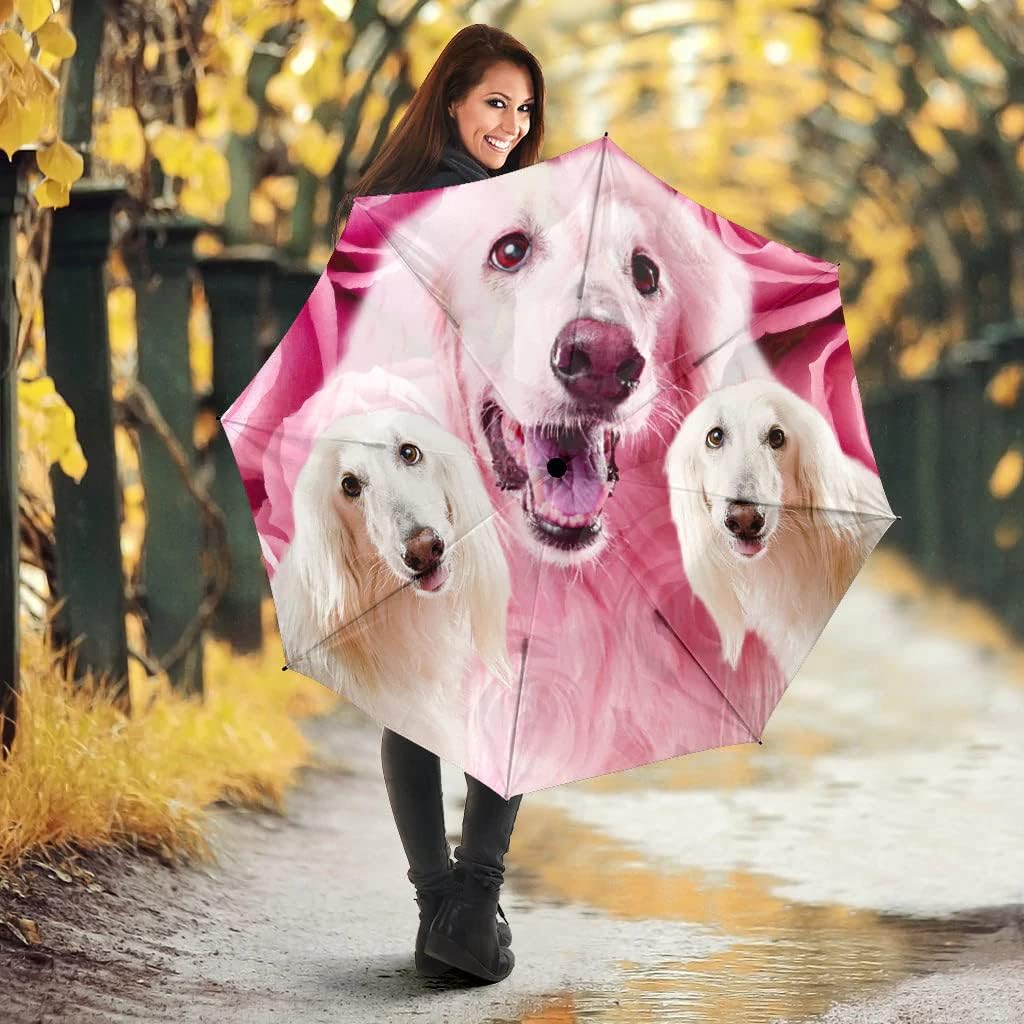 Afghan Hound On Pink Print Umbrellas One Size Umbrella - Afghan Hound Print Umbrellas